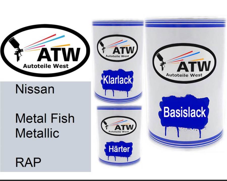 Nissan, Metal Fish Metallic, RAP: 500ml Lackdose + 500ml Klarlack + 250ml Härter - Set, von ATW Autoteile West.